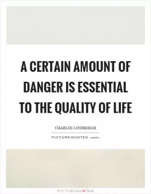 A certain amount of danger is essential to the quality of life Picture Quote #1