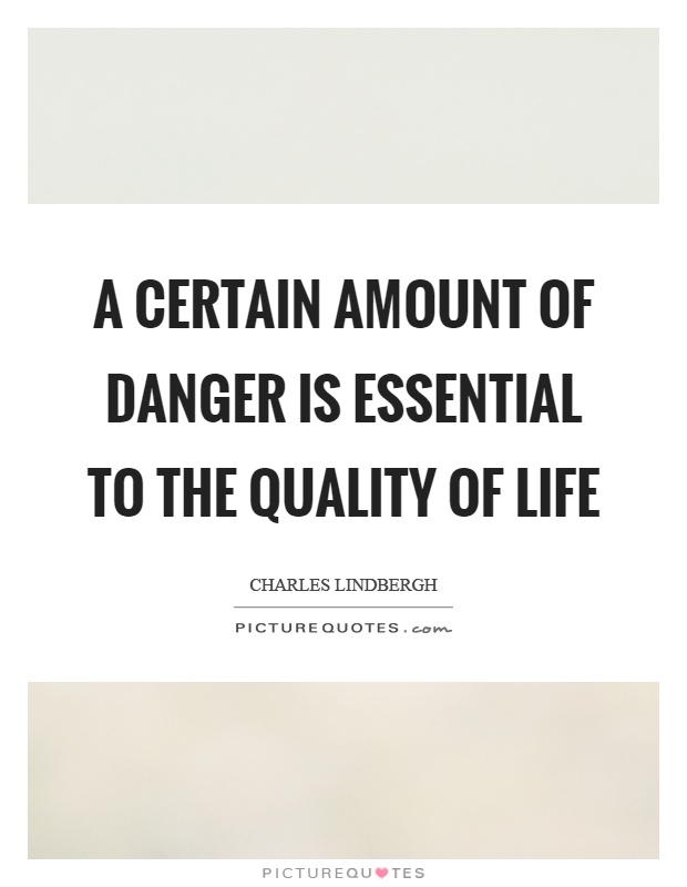 A certain amount of danger is essential to the quality of life Picture Quote #1