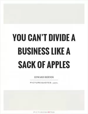 You can’t divide a business like a sack of apples Picture Quote #1