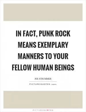 In fact, punk rock means exemplary manners to your fellow human beings Picture Quote #1