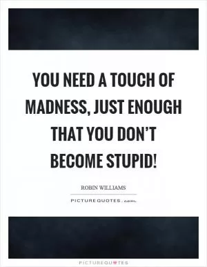 You need a touch of madness, just enough that you don’t become stupid! Picture Quote #1