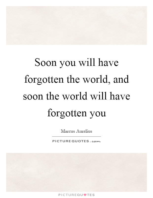 Soon you will have forgotten the world, and soon the world will have forgotten you Picture Quote #1