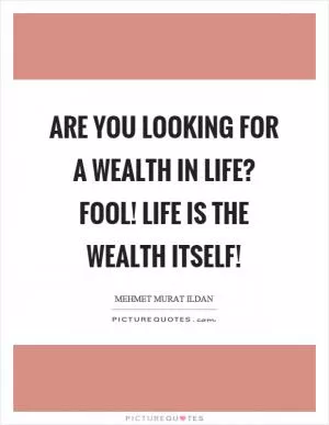 Are you looking for a wealth in life? Fool! Life is the wealth itself! Picture Quote #1