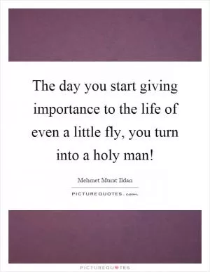 The day you start giving importance to the life of even a little fly, you turn into a holy man! Picture Quote #1