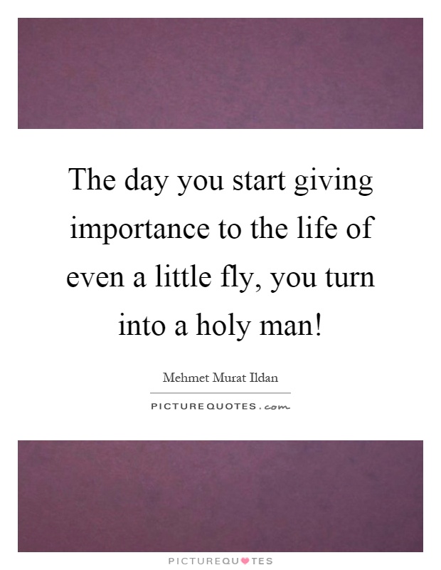 The day you start giving importance to the life of even a little fly, you turn into a holy man! Picture Quote #1