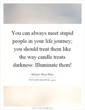 You can always meet stupid people in your life journey; you should treat them like the way candle treats darkness: Illuminate them! Picture Quote #1