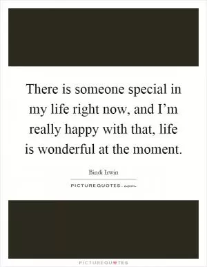 There is someone special in my life right now, and I’m really happy with that, life is wonderful at the moment Picture Quote #1
