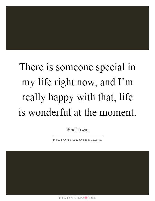 There is someone special in my life right now, and I'm really happy with that, life is wonderful at the moment Picture Quote #1