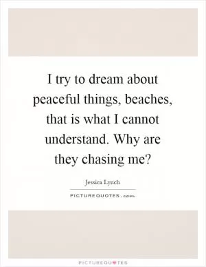 I try to dream about peaceful things, beaches, that is what I cannot understand. Why are they chasing me? Picture Quote #1