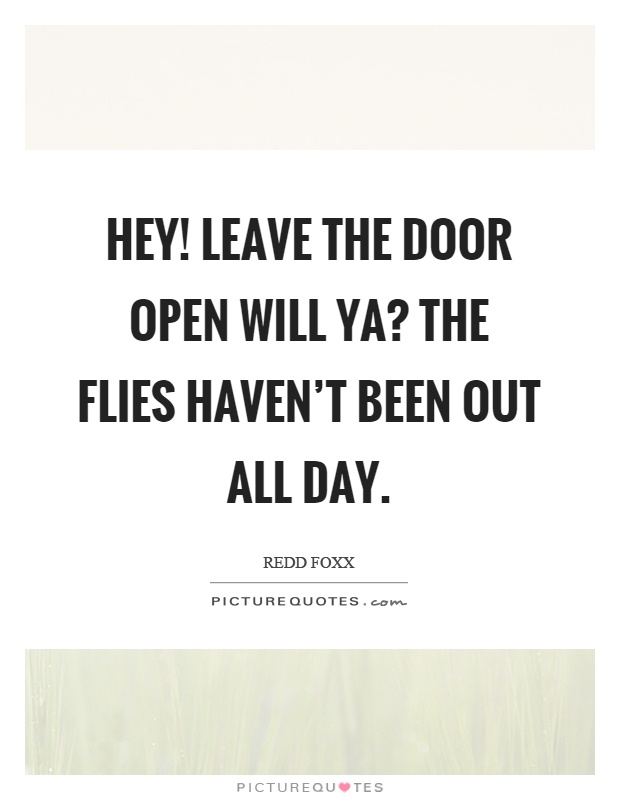 Hey! Leave the door open will ya? The flies haven't been out all day Picture Quote #1