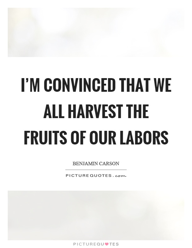 I'm convinced that we all harvest the fruits of our labors Picture Quote #1