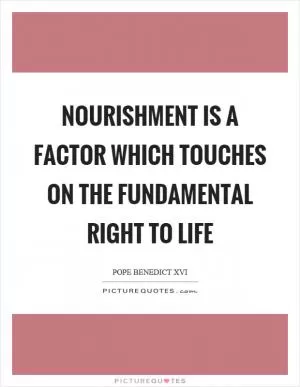 Nourishment is a factor which touches on the fundamental right to life Picture Quote #1