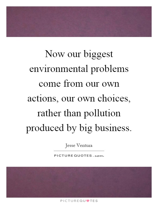 Now our biggest environmental problems come from our own actions, our own choices, rather than pollution produced by big business Picture Quote #1