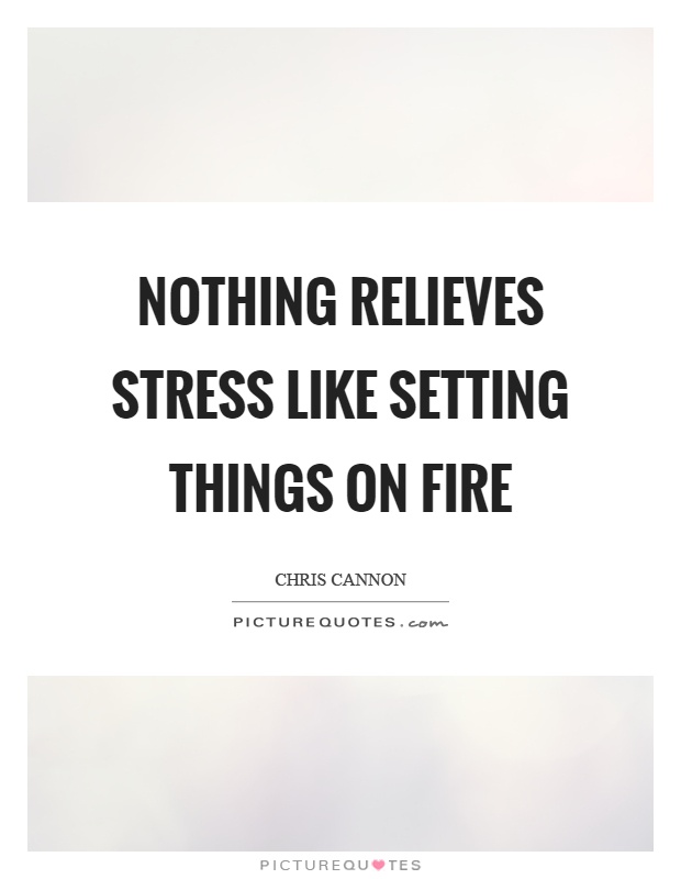 Nothing relieves stress like setting things on fire Picture Quote #1