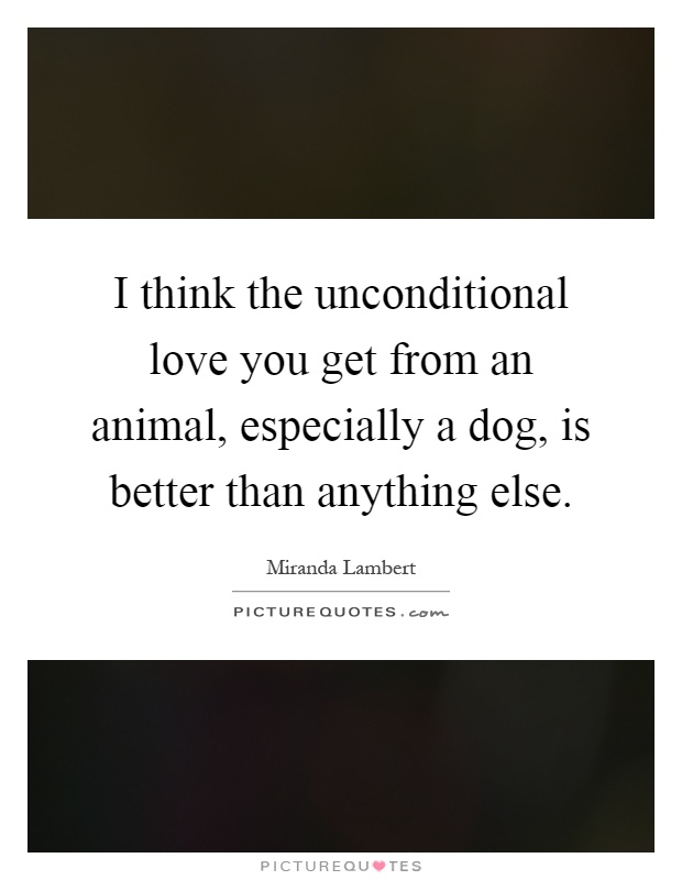 I think the unconditional love you get from an animal, especially a dog, is better than anything else Picture Quote #1