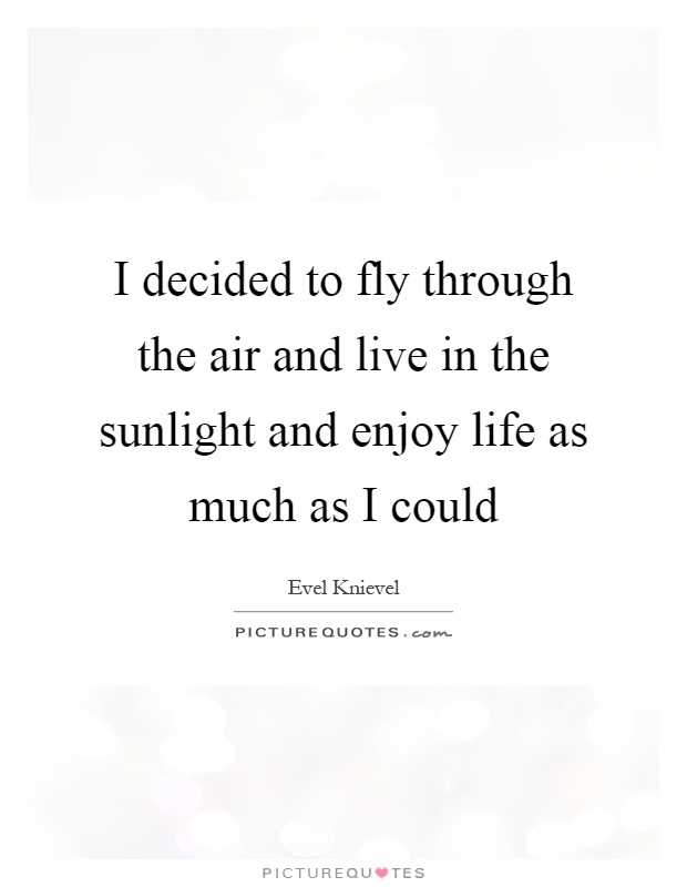 I decided to fly through the air and live in the sunlight and enjoy life as much as I could Picture Quote #1