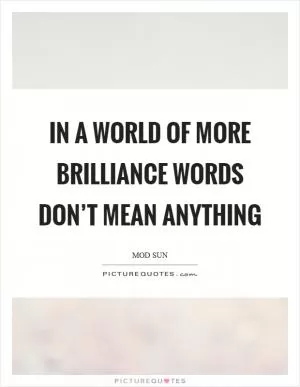 In a world of more brilliance words don’t mean anything Picture Quote #1