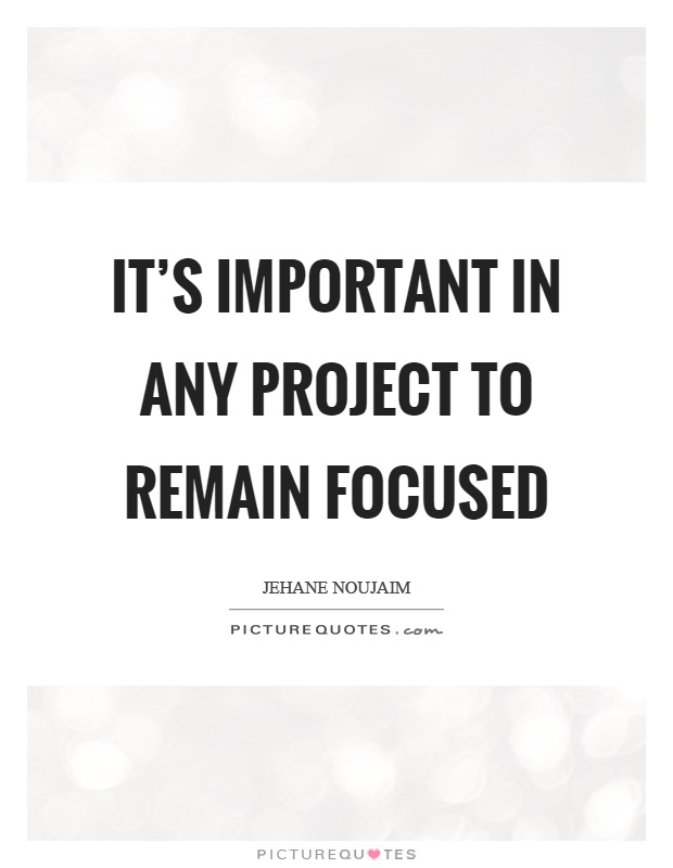 It's important in any project to remain focused Picture Quote #1