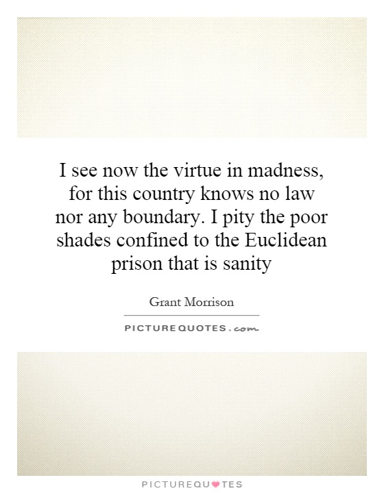 I see now the virtue in madness, for this country knows no law nor any boundary. I pity the poor shades confined to the Euclidean prison that is sanity Picture Quote #1