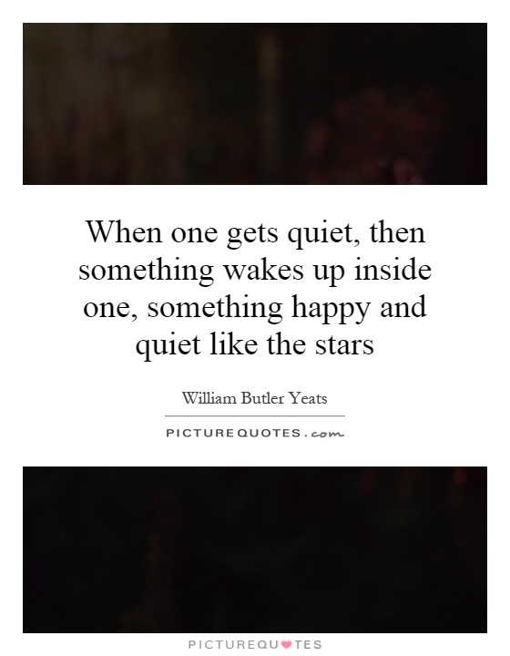 When one gets quiet, then something wakes up inside one, something happy and quiet like the stars Picture Quote #1