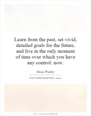 Learn from the past, set vivid, detailed goals for the future, and live in the only moment of time over which you have any control: now Picture Quote #1