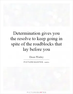 Determination gives you the resolve to keep going in spite of the roadblocks that lay before you Picture Quote #1