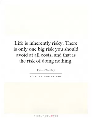 Life is inherently risky. There is only one big risk you should avoid at all costs, and that is the risk of doing nothing Picture Quote #1