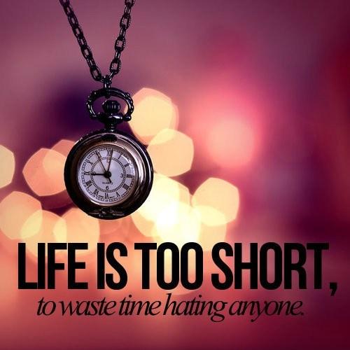 Life is too short to waste time hating anyone Picture Quote #1