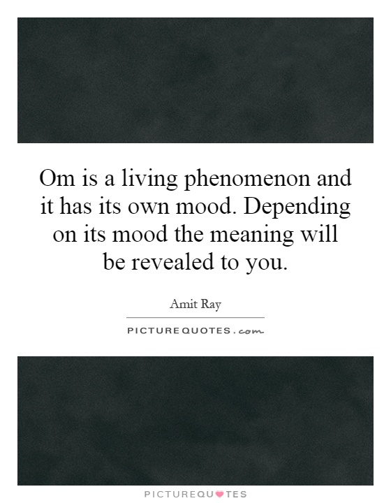 Om is a living phenomenon and it has its own mood. Depending on its mood the meaning will be revealed to you Picture Quote #1