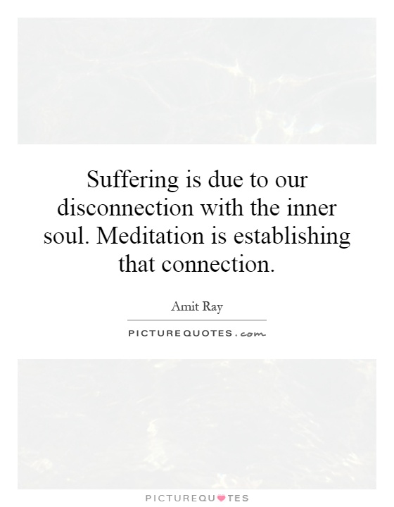 Suffering is due to our disconnection with the inner soul. Meditation is establishing that connection Picture Quote #1