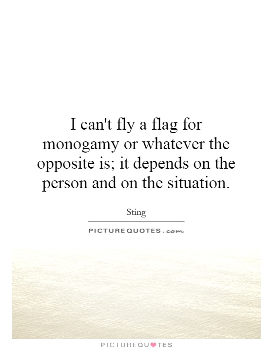 I can't fly a flag for monogamy or whatever the opposite is; it depends on the person and on the situation Picture Quote #1