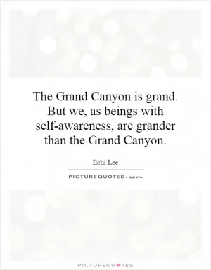 The Grand Canyon is grand. But we, as beings with self-awareness, are grander than the Grand Canyon Picture Quote #1