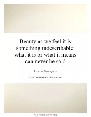 Beauty as we feel it is something indescribable: what it is or what it means can never be said Picture Quote #1