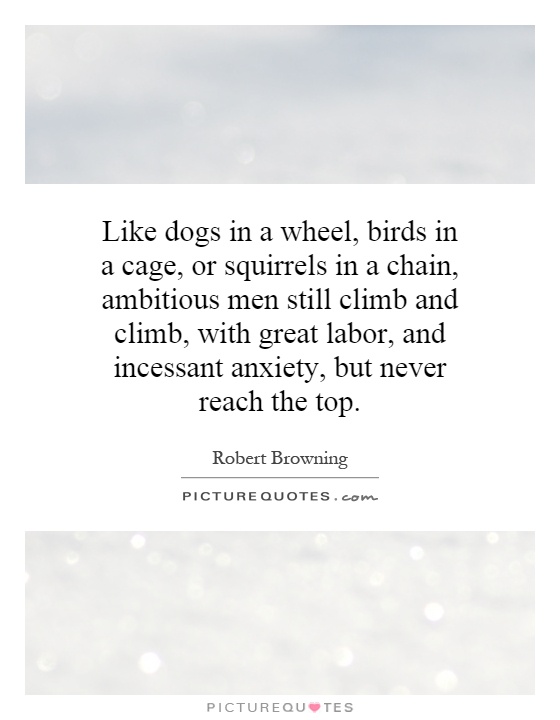 Like dogs in a wheel, birds in a cage, or squirrels in a chain, ambitious men still climb and climb, with great labor, and incessant anxiety, but never reach the top Picture Quote #1