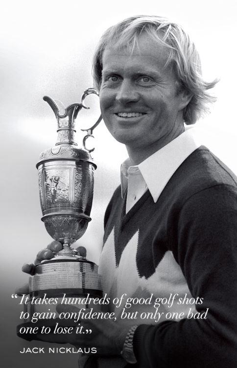It takes hundreds of good golf shots to gain confidence, but only one bad one to lose it Picture Quote #1