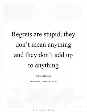 Regrets are stupid; they don’t mean anything and they don’t add up to anything Picture Quote #1
