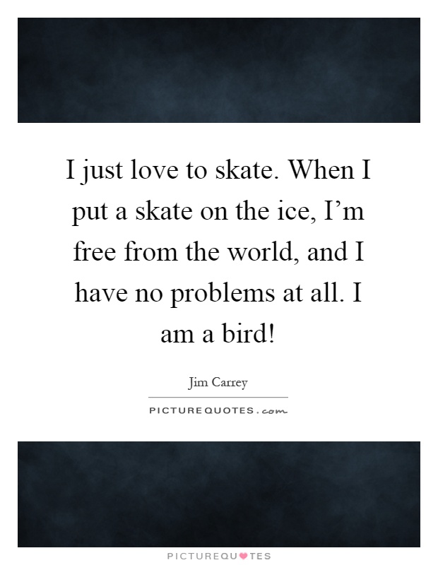 I just love to skate. When I put a skate on the ice, I'm free from the world, and I have no problems at all. I am a bird! Picture Quote #1