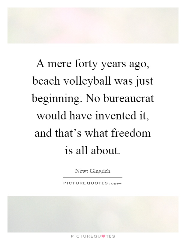 A mere forty years ago, beach volleyball was just beginning. No bureaucrat would have invented it, and that's what freedom is all about Picture Quote #1