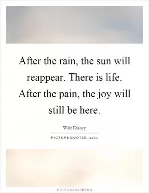 After the rain, the sun will reappear. There is life. After the pain, the joy will still be here Picture Quote #1