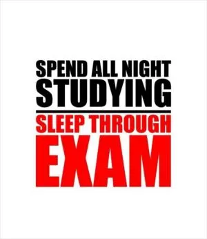 Spend all night studying. Sleep through exam Picture Quote #1