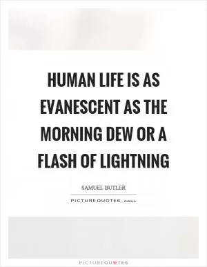 Human life is as evanescent as the morning dew or a flash of lightning Picture Quote #1