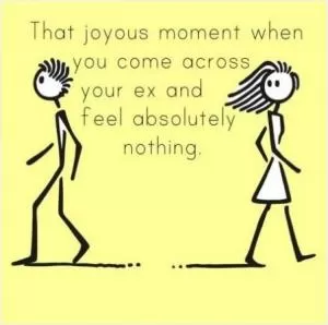 That joyous moment when you come across your ex and feel absolutely nothing Picture Quote #1
