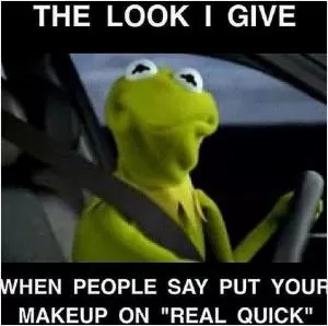 The look I give when people say put your makeup on “real quick” Picture Quote #1