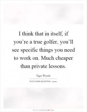 I think that in itself, if you’re a true golfer, you’ll see specific things you need to work on. Much cheaper than private lessons Picture Quote #1