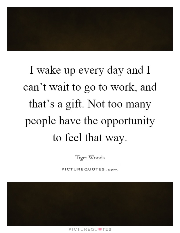 I wake up every day and I can't wait to go to work, and that's a gift. Not too many people have the opportunity to feel that way Picture Quote #1