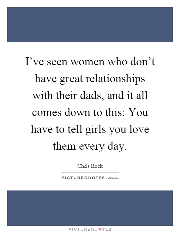 I've seen women who don't have great relationships with their dads, and it all comes down to this: You have to tell girls you love them every day Picture Quote #1