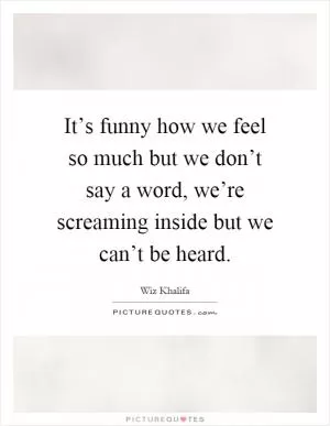 It’s funny how we feel so much but we don’t say a word, we’re screaming inside but we can’t be heard Picture Quote #1