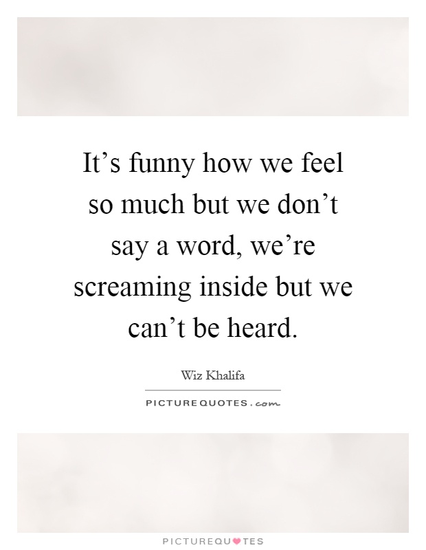 It's funny how we feel so much but we don't say a word, we're screaming inside but we can't be heard Picture Quote #1