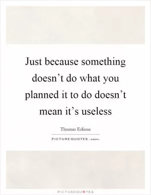Just because something doesn’t do what you planned it to do doesn’t mean it’s useless Picture Quote #1