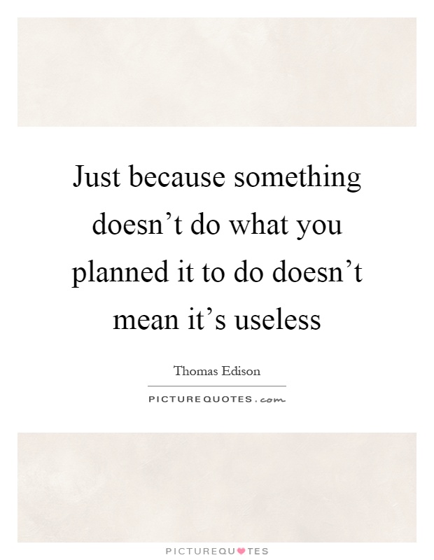 Just because something doesn't do what you planned it to do doesn't mean it's useless Picture Quote #1